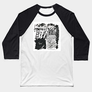 Monochrome Print Mark-Making Scribbles Baseball T-Shirt